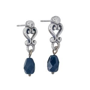 Vintage Sterling Silver 925 Melanite Black Garnet Drop Earrings